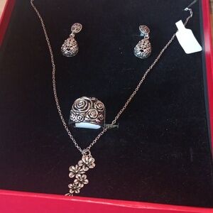 Necklace set ring,earrings size 6.5 Size 7.5